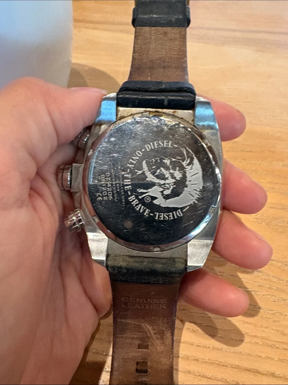 Diesel Black and Silver Men's Chronograph Watch with Green Accents